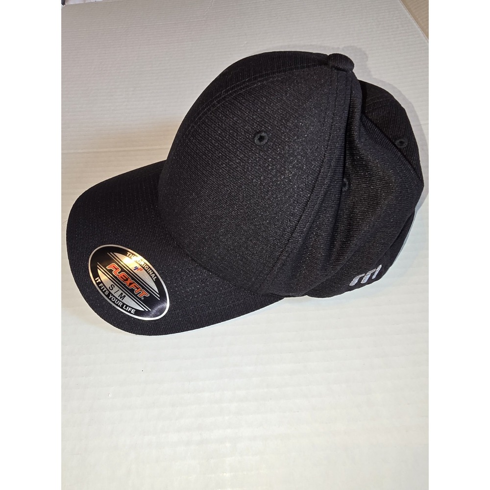 Travis Mathew Rad Flexback Black Hat Cap Fitted Small Medium Logo Side/ Back NEW